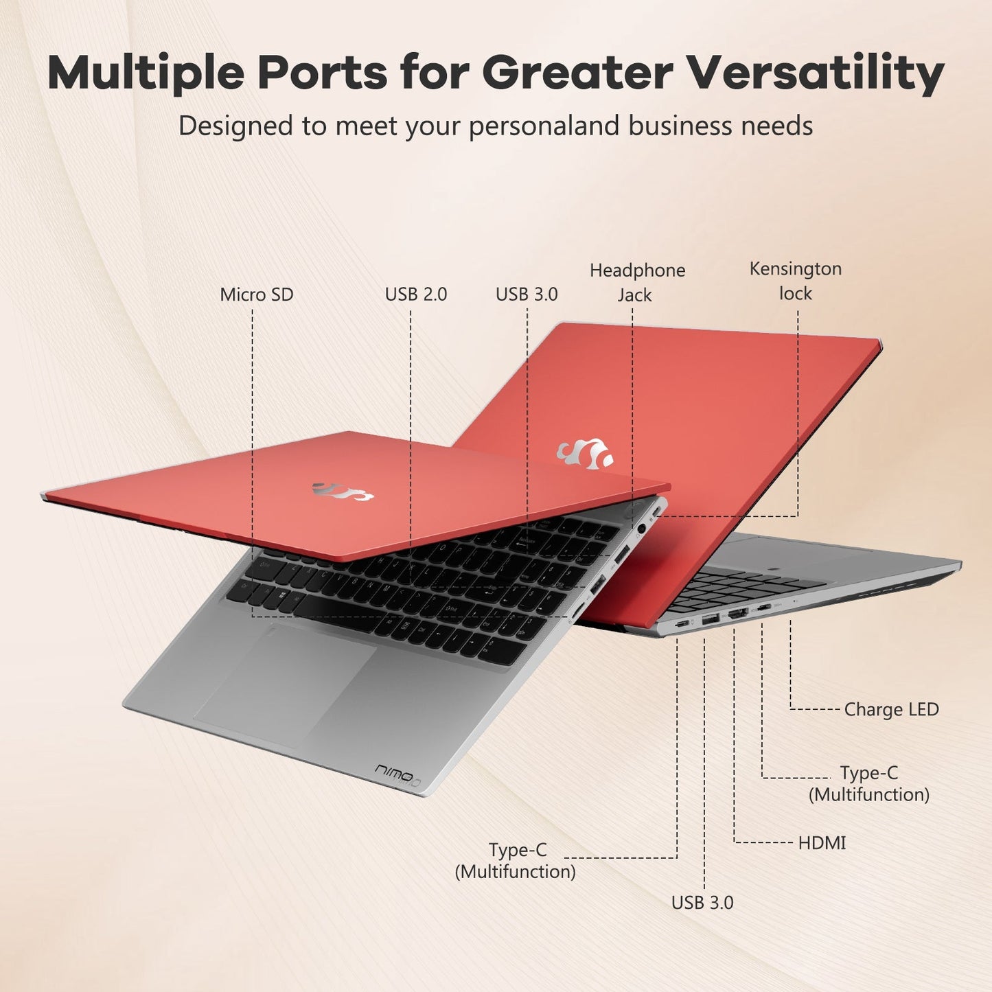 HESVAP 15.6 N153 FHD R5 6600H Laptop-Red-2TB-Windows 11 Pro