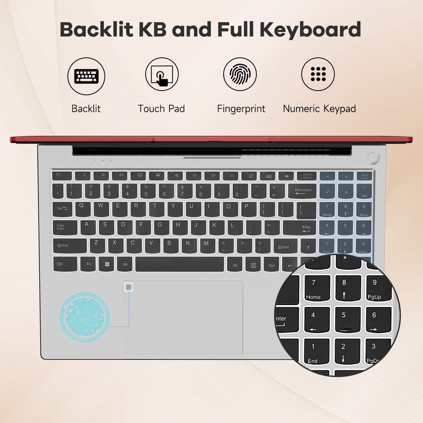 HESVAP 15.6 N153 FHD R5 6600H Laptop-Red-2TB