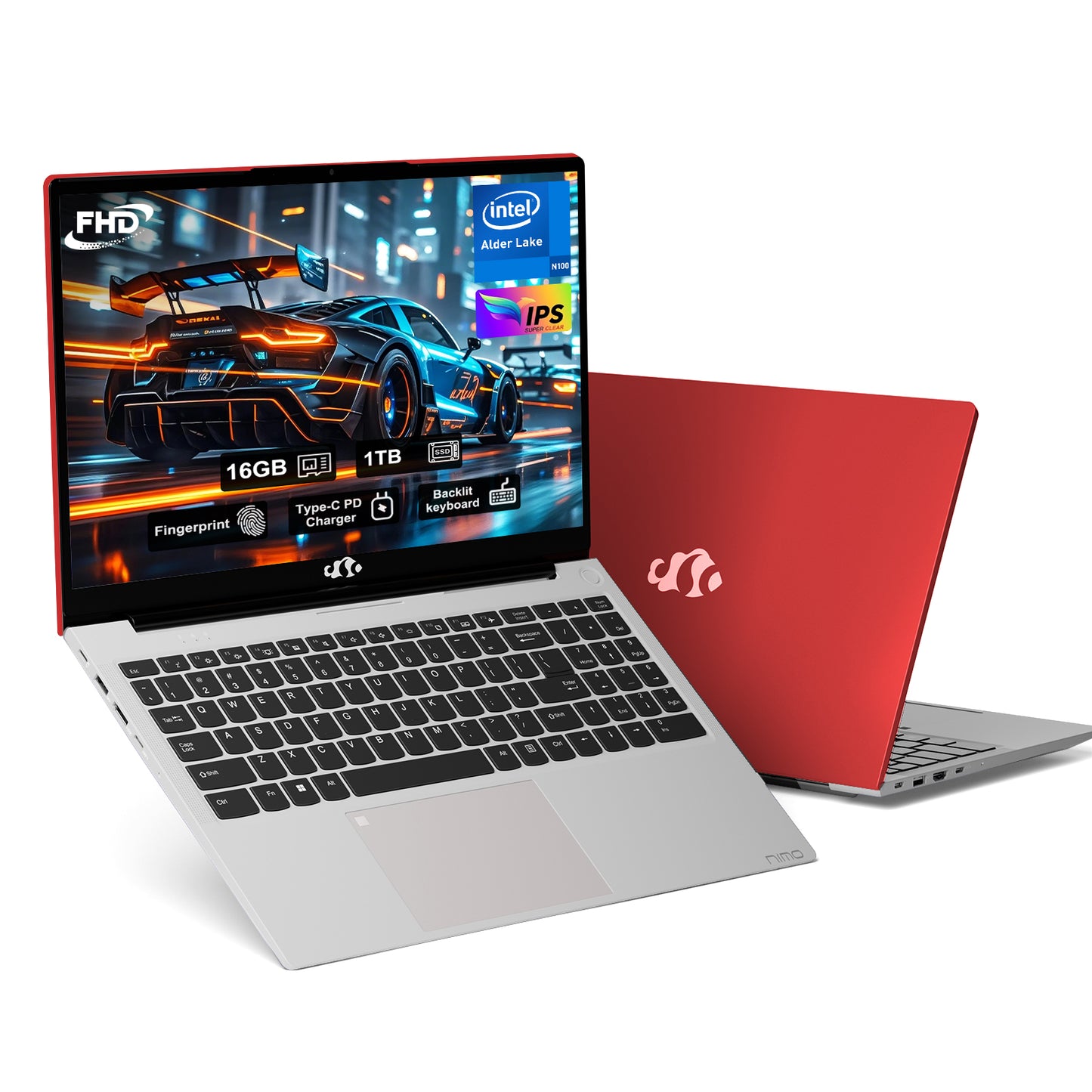 HESVAP 15.6" N151 FHD laptop for Home and School-16GB - Red
