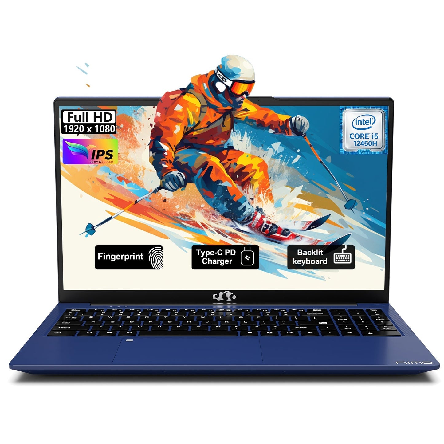 HESVAP 15.6 FHD N156 I5-12450H Laptop for Entertainment-Blue-2TB