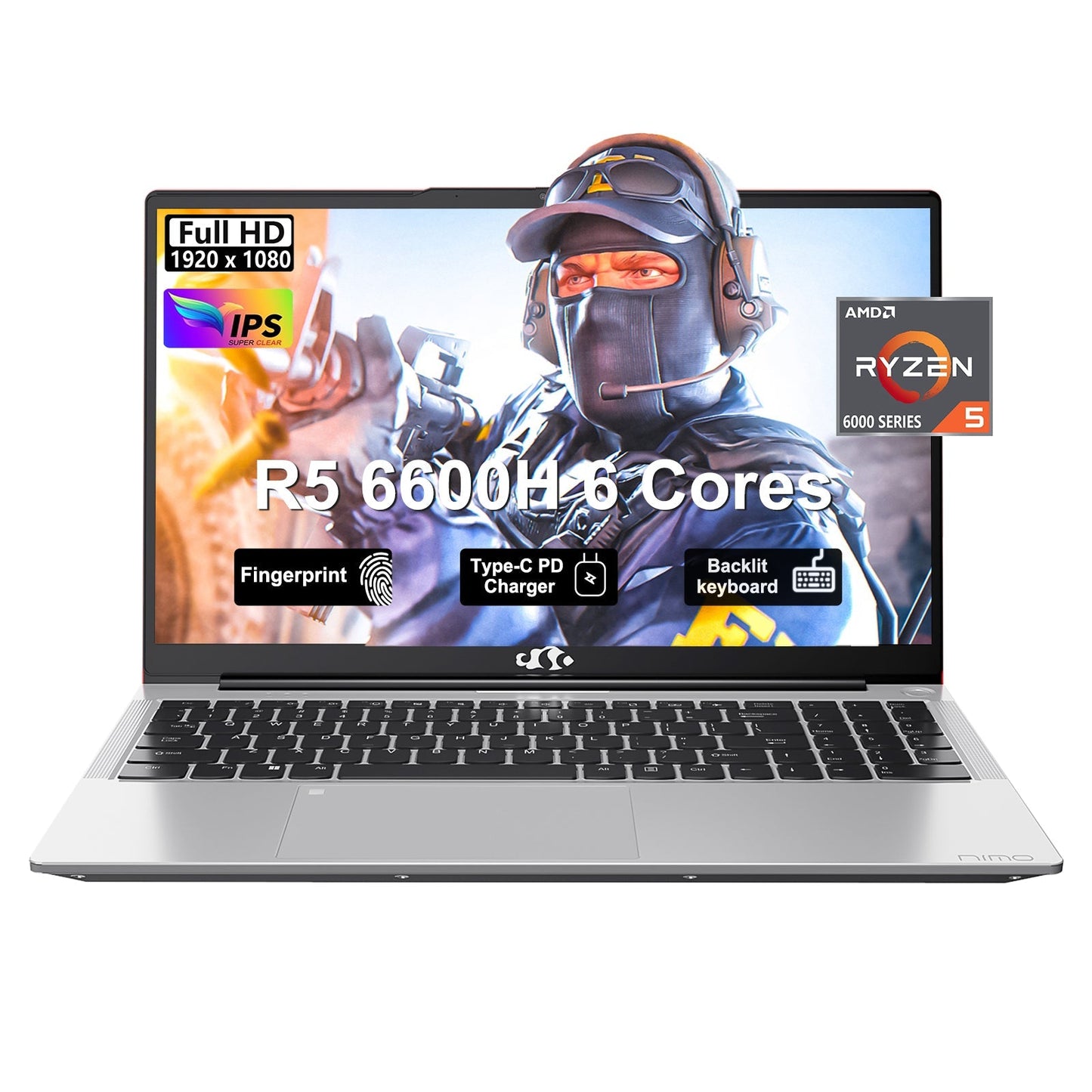 HESVAP 15.6 N153 FHD R5 6600H Laptop-Red-2TB-Windows 11 Pro