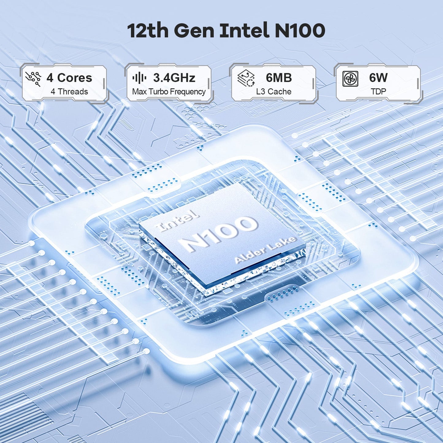 HESVAP Minipc DNB20 (In Macaron) Intel N100 Processor for Home and School - 4GB - 128GB - White