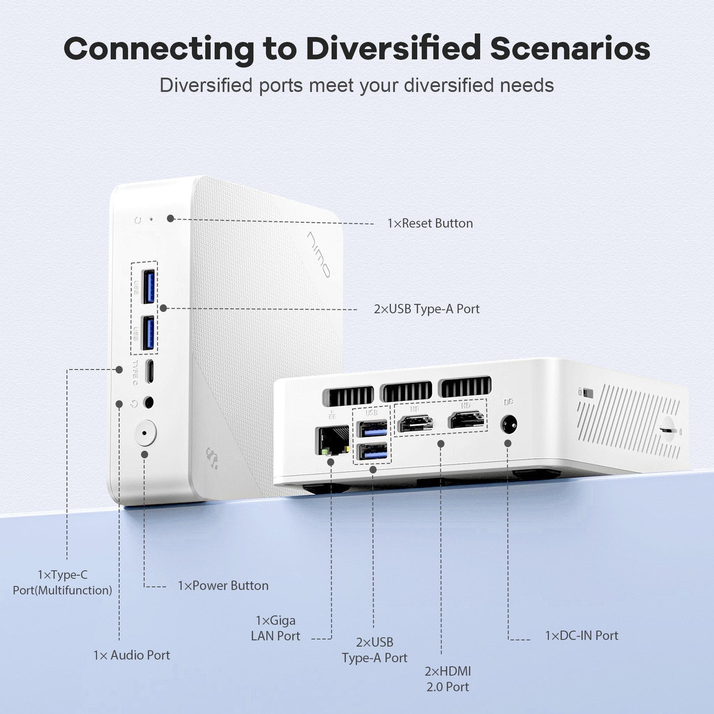 HESVAP Minipc DNB20 (In Macaron) Intel N100 Processor for Home and School - 4GB - 128GB - White