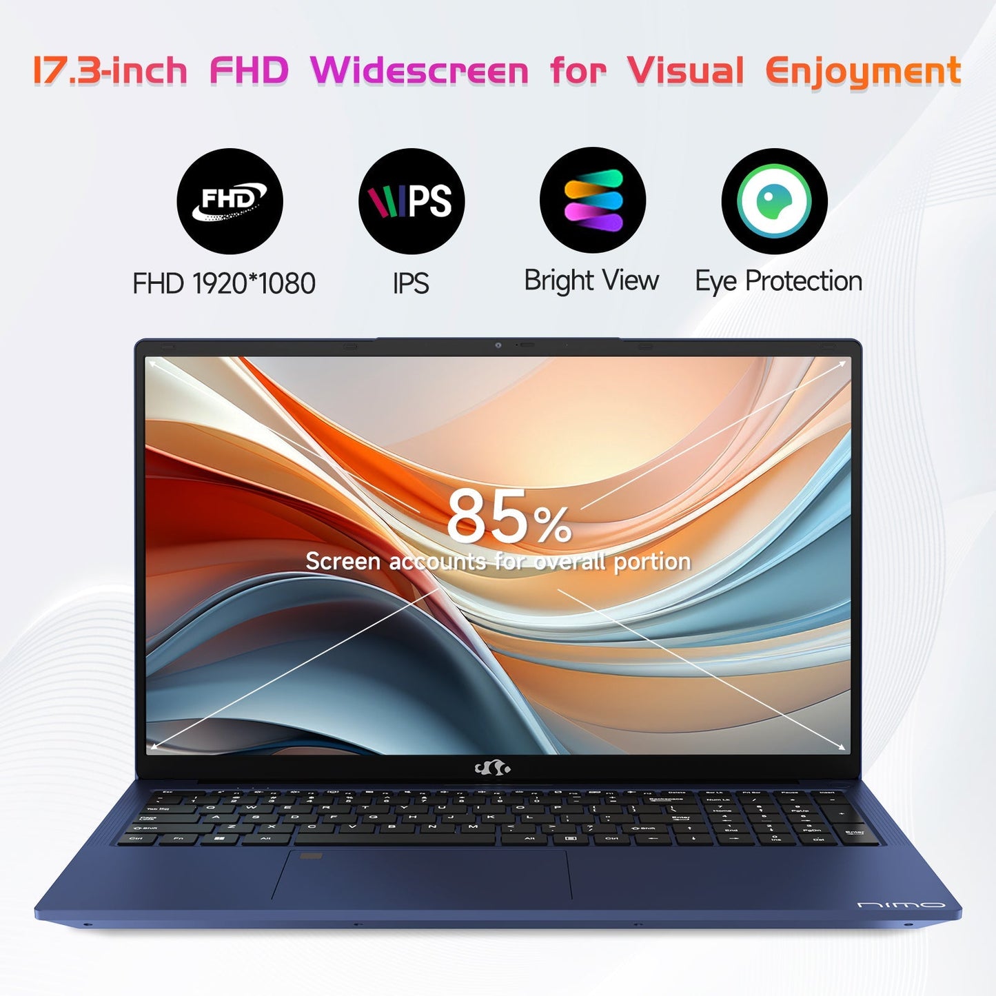 HESVAP 17.3 FHD N171 I3-1215U Laptop for Student and Business-32GB-Blue-1TB