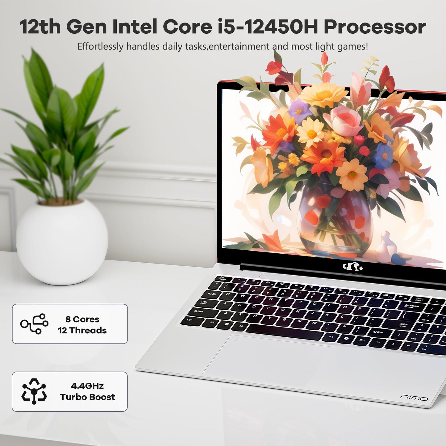 HESVAP 15.6 FHD N156 I5-12450H Laptop for Entertainment-Red-32GB-1TB