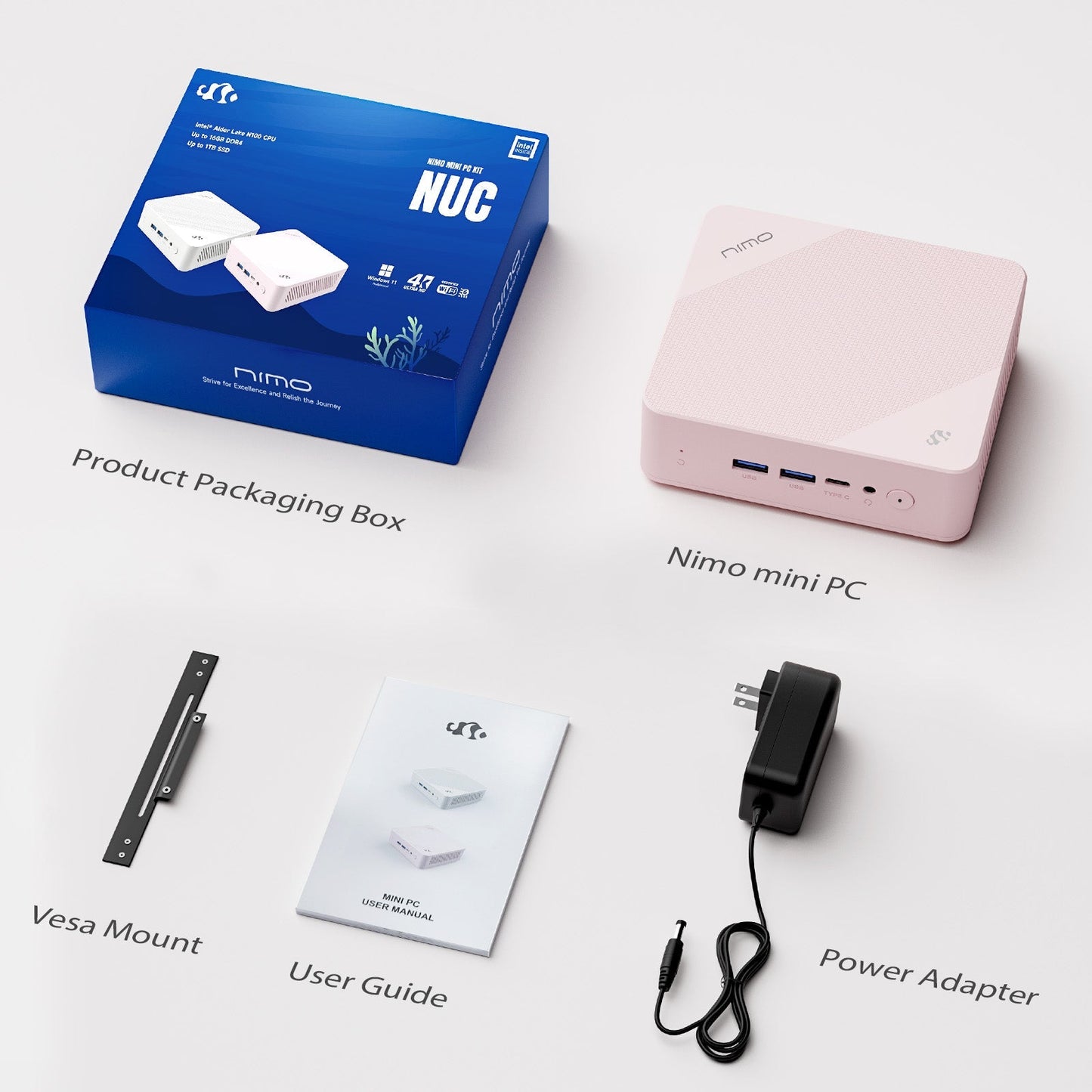 HESVAP Minipc DNB20 (In Macaron) Intel N100 Processor for Home and School - 4GB - 128GB - Pink