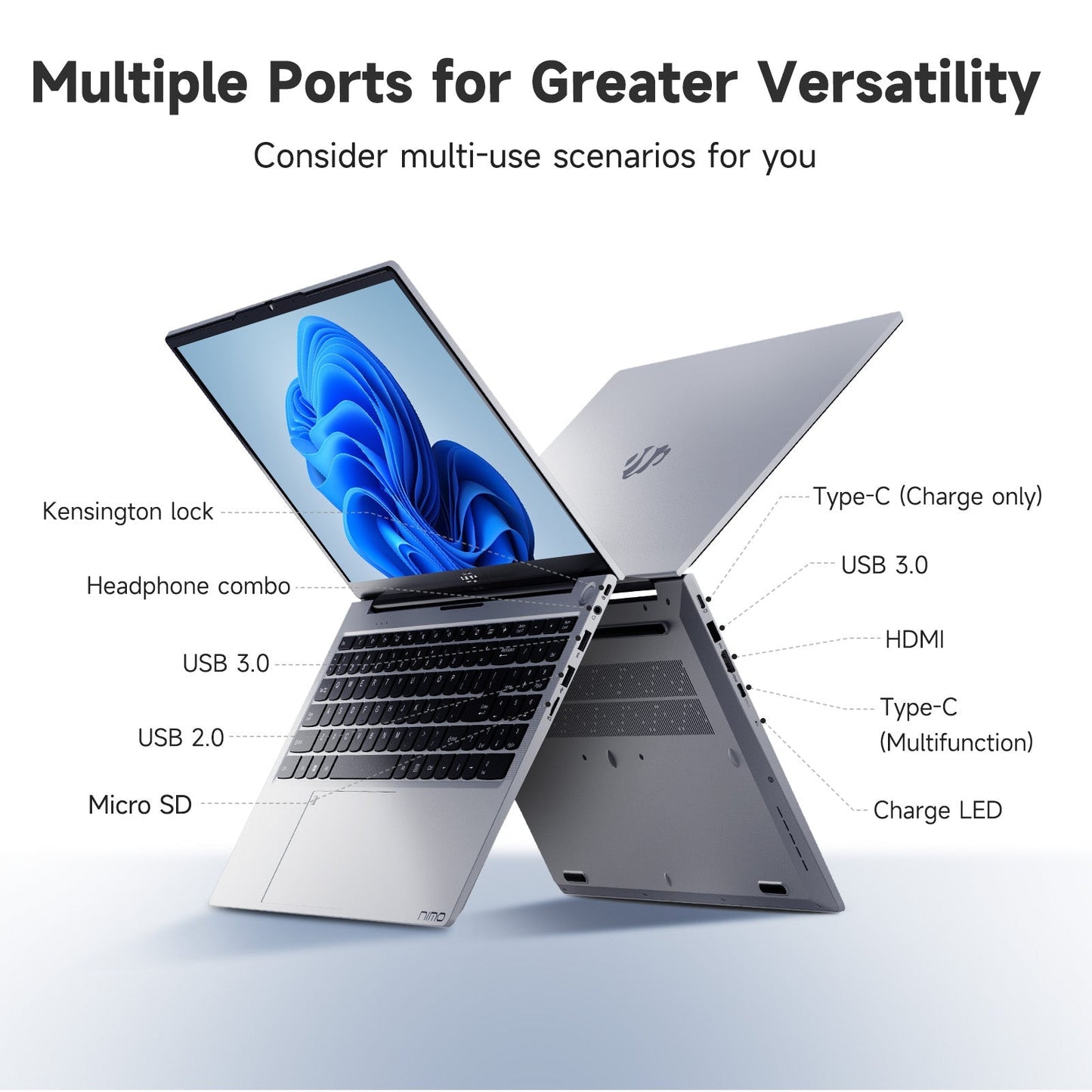 HESVAP 15.6 FHD N154 I3-1215U Laptop for Student and Business-32GB-2TB-Silver