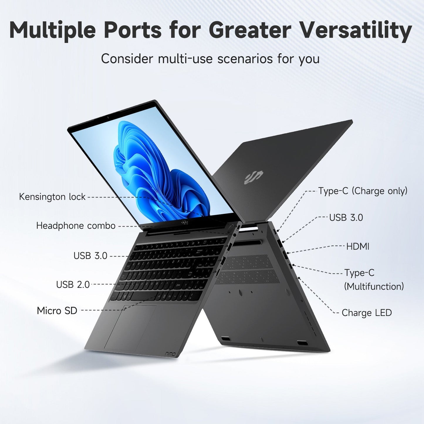 HESVAP 15.6 FHD N154 I3-1215U Laptop for Student and Business-32GB-2TB-Gray