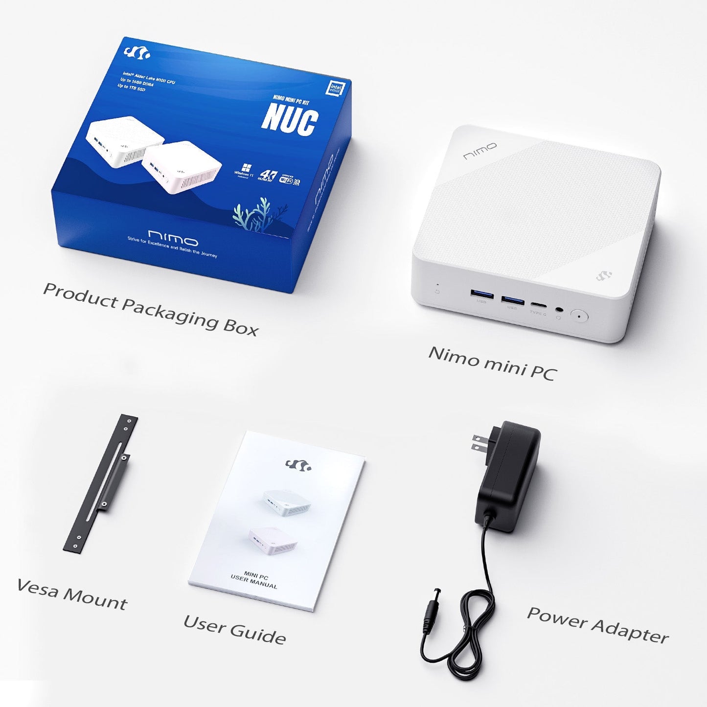 HESVAP Minipc DNB20 (In Macaron) Intel N100 Processor for Home and School - 8GB - 512GB - White