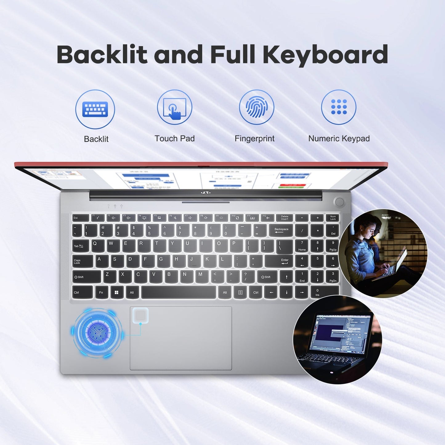 HESVAP 15.6 FHD N156 I5-12450H Laptop for Entertainment-Red-32GB-1TB