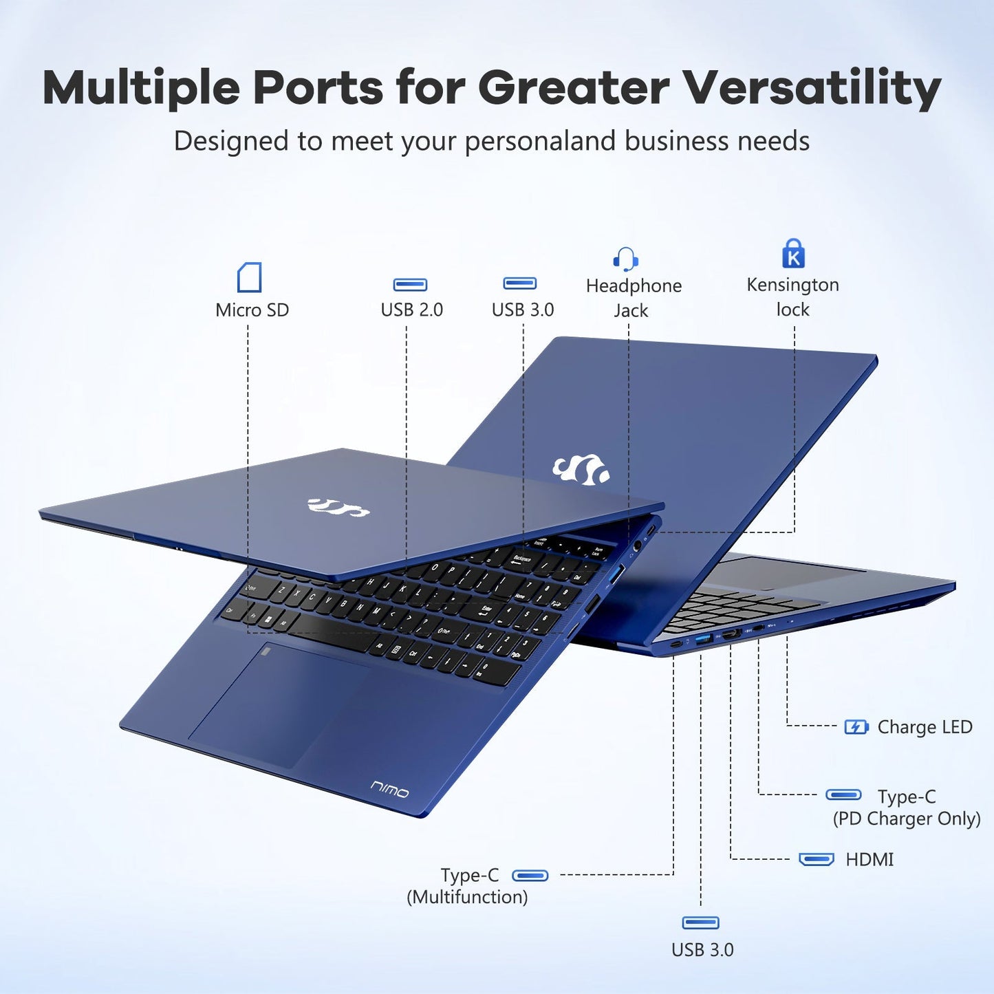 HESVAP 15.6 FHD N156 I5-12450H Laptop for Entertainment-Blue-2TB