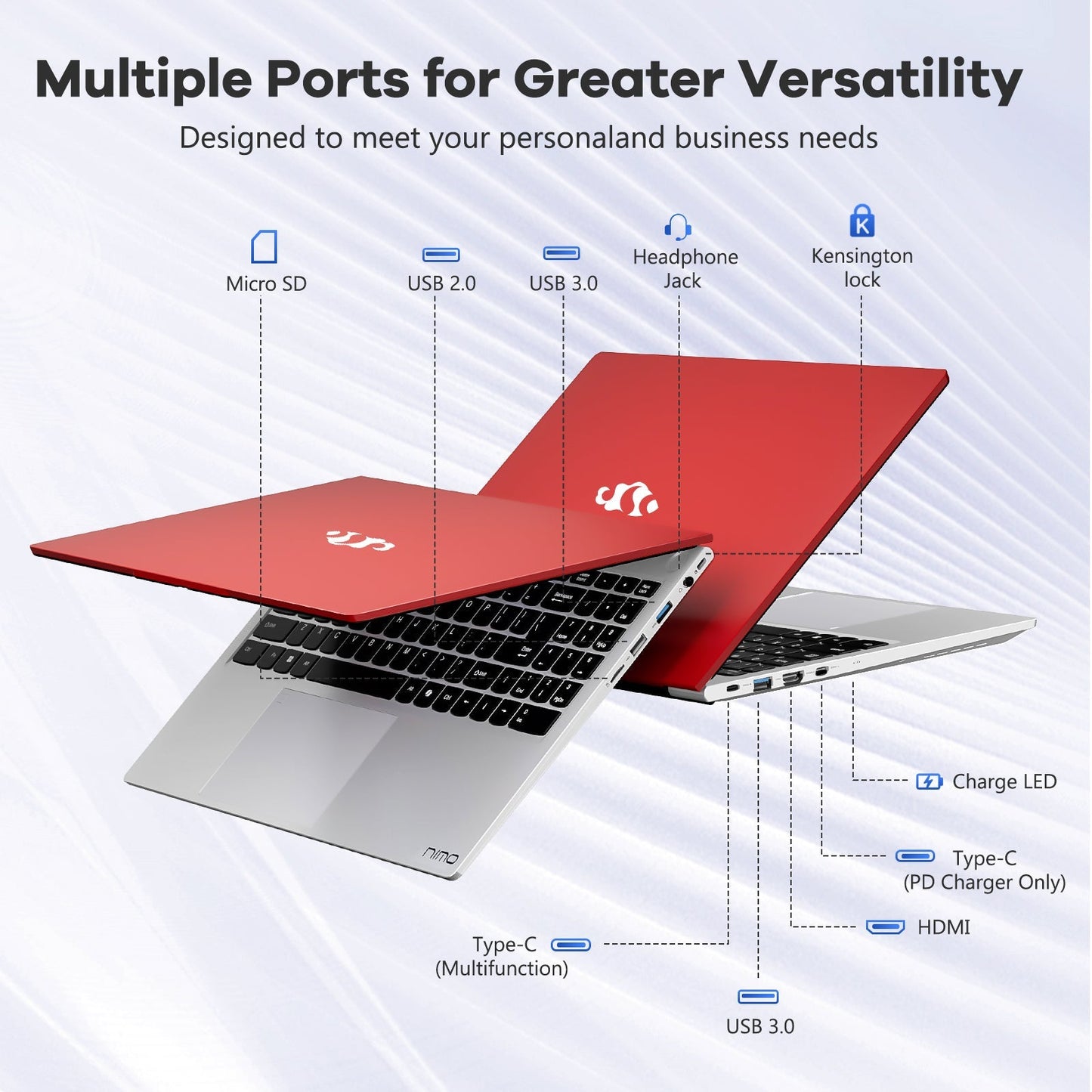 HESVAP 15.6 FHD N156 I5-12450H Laptop for Entertainment-Red-32GB-1TB