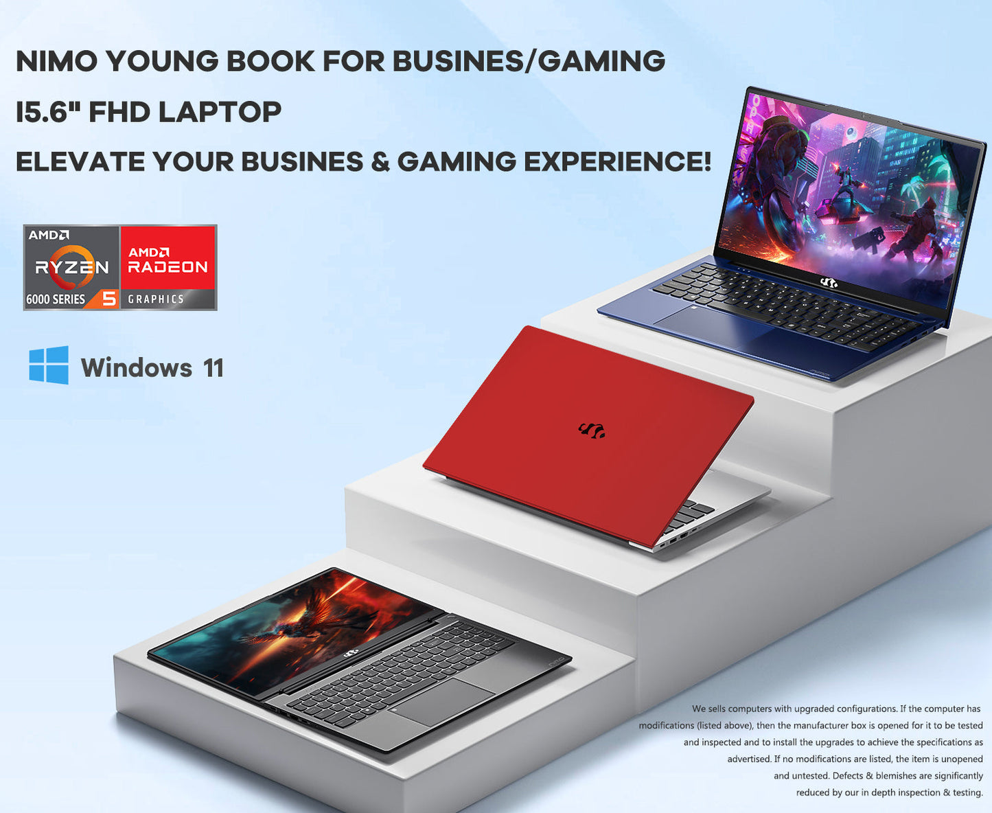 HESVAP 15.6 N153 FHD R5 6600H Laptop-Red-2TB-Windows 11 Pro