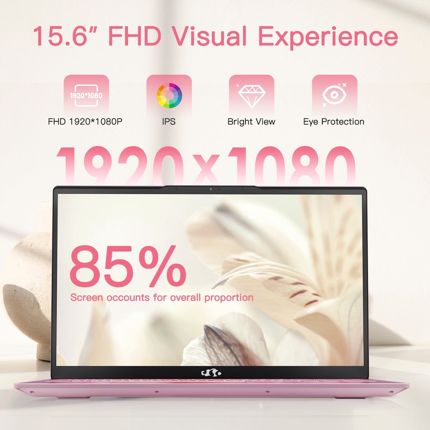 HESVAP 15.6" N151 FHD laptop for Home and School -16GB-Rose Gold