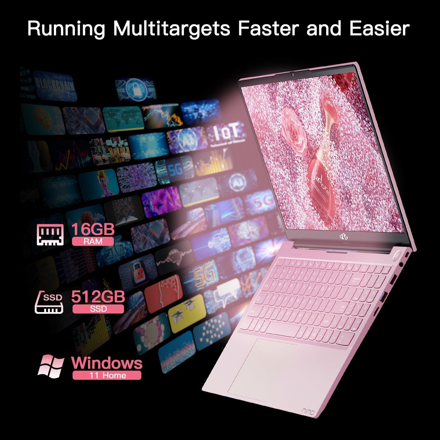HESVAP 15.6" N151 FHD laptop for Home and School -16GB-Rose Gold