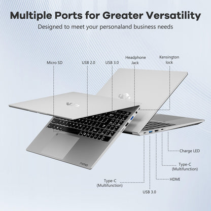 HESVAP 15.6 N153 FHD R5 6600H Laptop-Silver-2TB-Windows 11 Pro