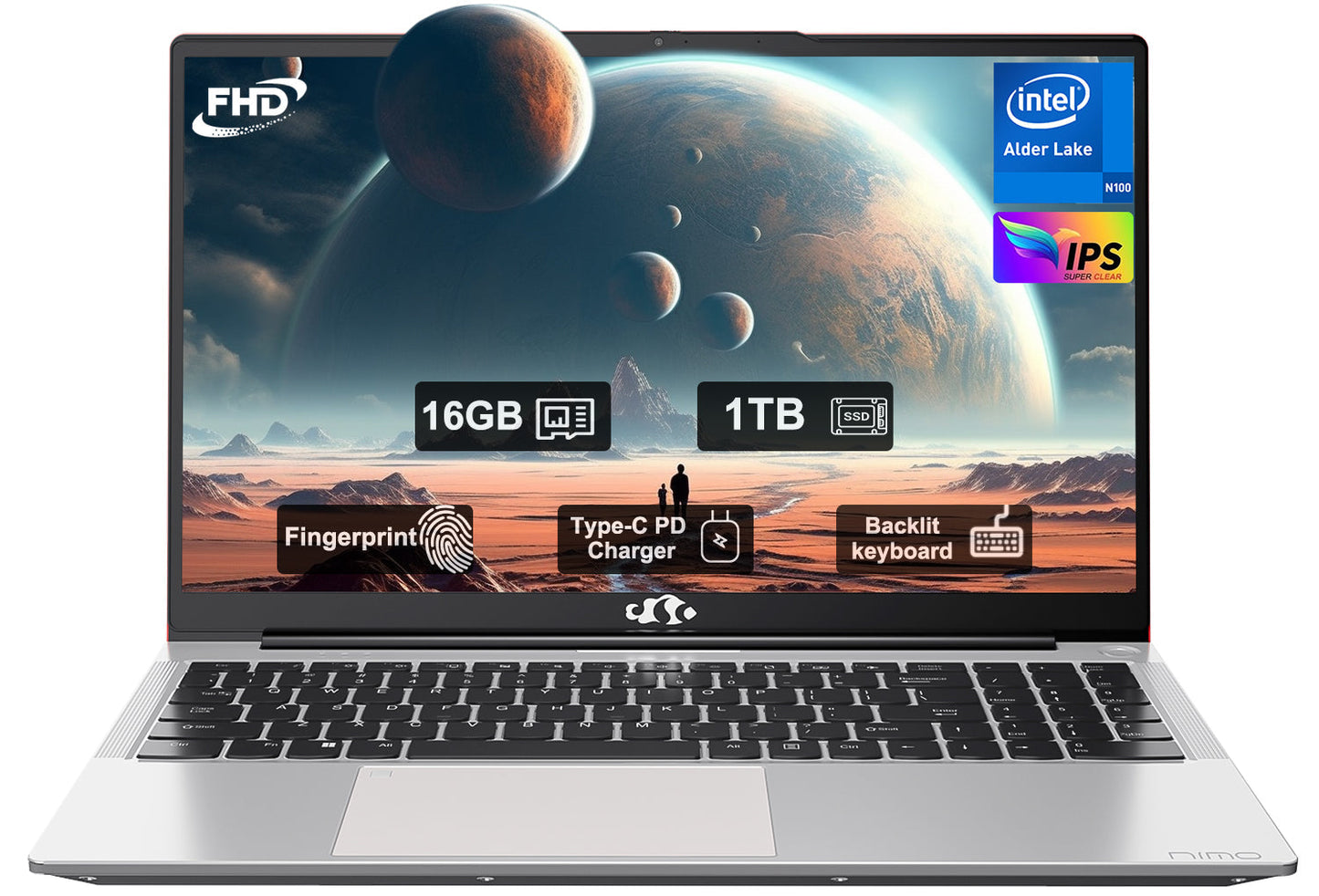 HESVAP 15.6" N151 FHD laptop for Home and School-16GB-Gray