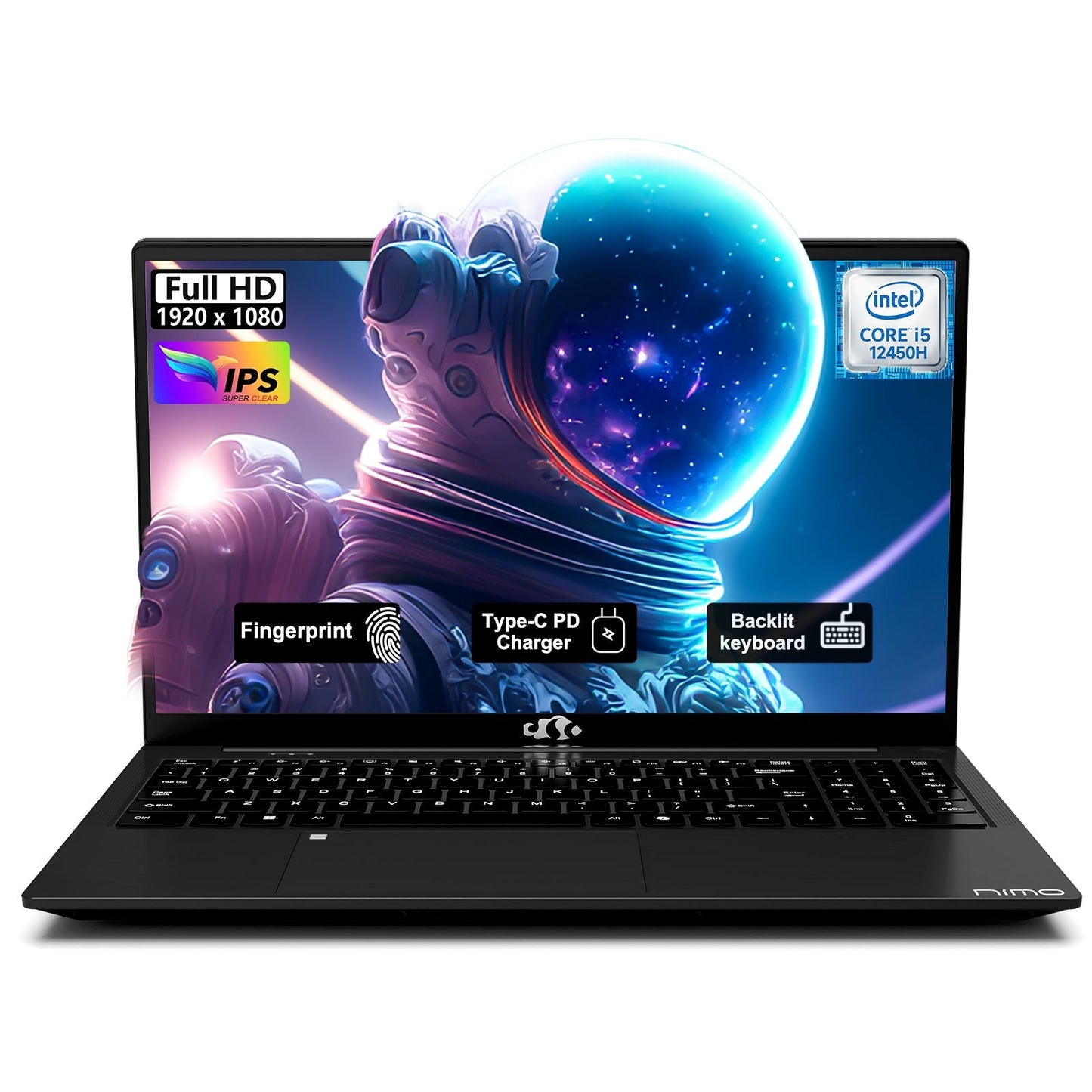 HESVAP 15.6 FHD N156 I5-12450H Laptop for Entertainment-Black-32GB-1TB