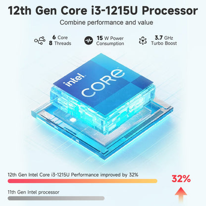 HESVAP 15.6 FHD N154 I3-1215U Laptop for Student and Business-32GB-2TB-Silver