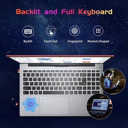HESVAP 15.6" N151 FHD laptop for Home and School-16GB - Red