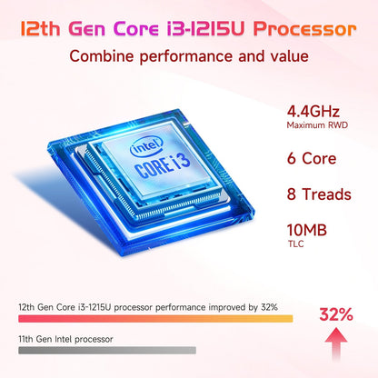 HESVAP 17.3 FHD N171 I3-1215U Laptop for Student and Business-32GB-Rose Gold-2TB