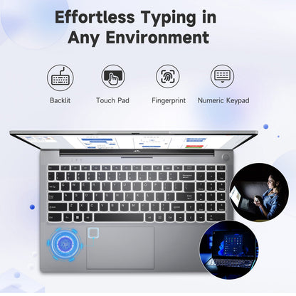 HESVAP 15.6 FHD N154 I3-1215U Laptop for Student and Business-32GB-2TB-Silver