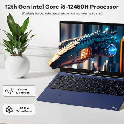 HESVAP 15.6 FHD N156 I5-12450H Laptop for Entertainment-Blue-1TB