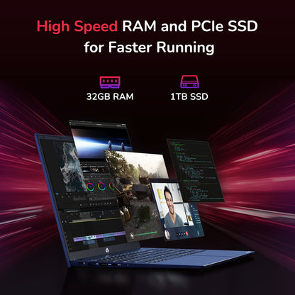 15.6'' R7 6800H FHD Business Gaming Laptop Computer-Blue-32GB-1TB