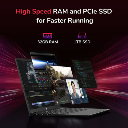 15.6'' R7 6800H FHD Business Gaming Laptop Computer-Black-32GB-1TB-Windows11 Pro