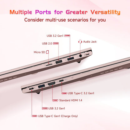 HESVAP 17.3 FHD N171 I3-1215U Laptop for Student and Business-32GB-Rose Gold-1TB
