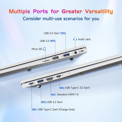 HESVAP 17.3 FHD N171 I3-1215U Laptop for Student and Business-32GB-Silver-2TB