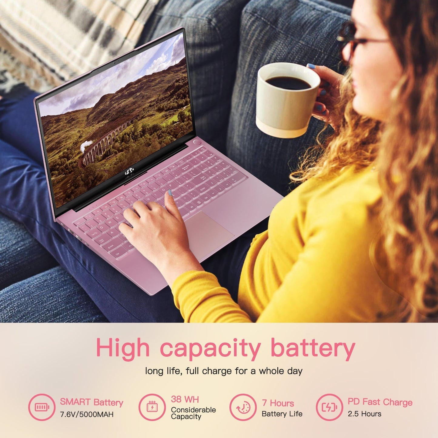 HESVAP 15.6" N151 FHD laptop for Home and School -16GB-Rose Gold