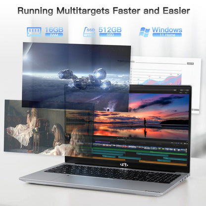 HESVAP 15.6" N151 FHD laptop for Home and School -16GB-Silver